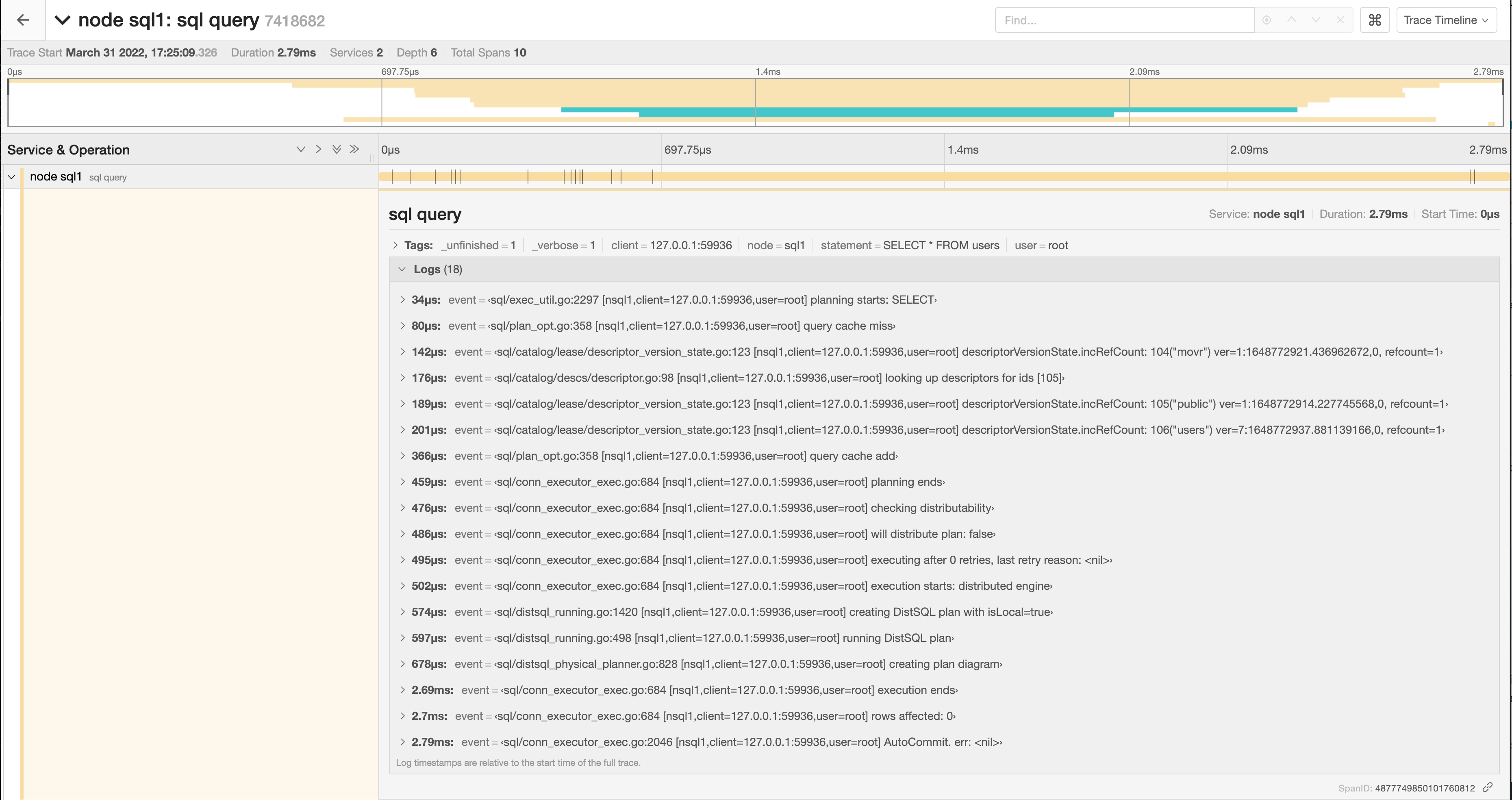 Jaeger Trace Log Messages